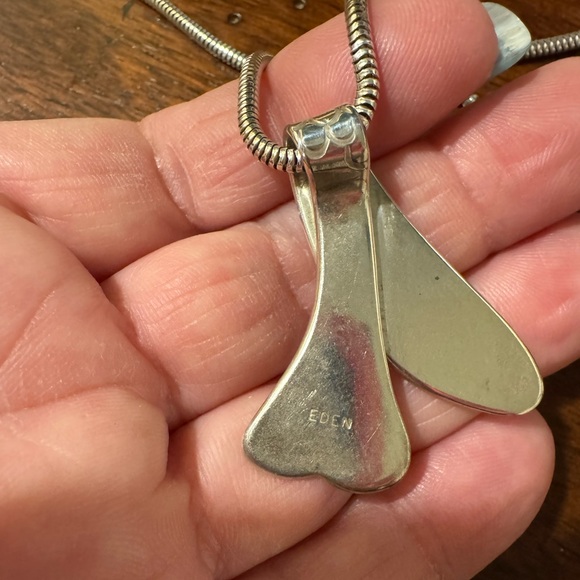 Eden Hand Arts from Cape Cod Fish Pendant and necklace. Sterling silver stamped - Picture 3 of 4